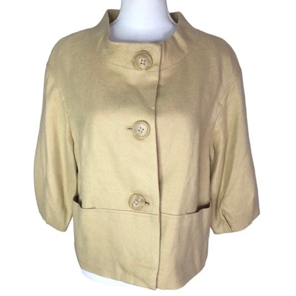 To The Max Beige 3-Button Wool Blend Blazer Jacket